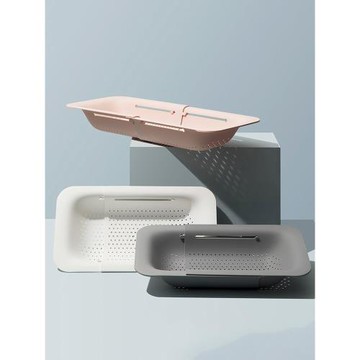 態生活可伸縮洗菜盆瀝水籃小水槽塑料折疊漏籃家用廚房水池濾水筐