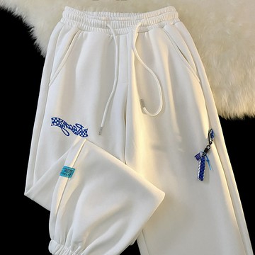歐美嘻哈hiphop潮牌純色小眾運動衛褲男女春秋簡約休閑薄款長褲子