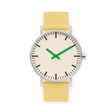 BIJOUONE彼樹灣 B50系列 綠色指針 橙色系硅膠表帶 靜音防水手錶