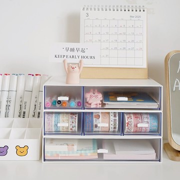 ins學生寢室書桌收納宿舍抽屜式整理盒可疊加桌面多層塑料收納盒