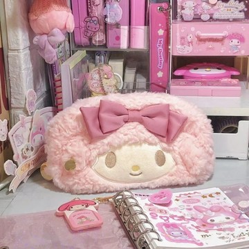 可愛筆袋 美樂蒂筆袋🎀 小羊美樂蒂毛絨筆袋大容量卡通文具袋化妝包 鉛筆盒 筆袋化妝包  鉛筆袋 文具收納袋 毛絨筆袋