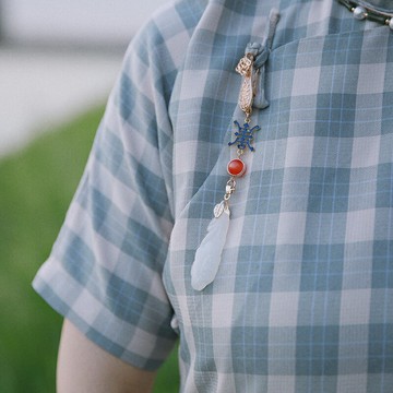 手工原創設計白玉如意壓襟旗袍掛件茶服配飾古典漢服配飾蘭亭別院