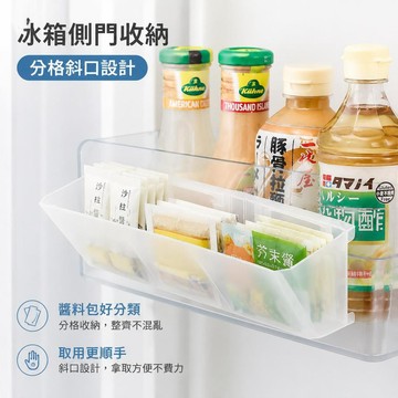 🔥臺灣出貨🧺冰箱側門調味包收納盒 分格斜口置物盒 醬料包收納架 芥末包整理盒 冷藏庫門掛式收納籃 廚房小物收納 調味