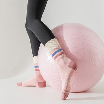 左右襪業 瑜伽襪子女純棉夏季中筒襪專業硅膠防滑長襪健身跳舞普拉提運動襪現貨精品