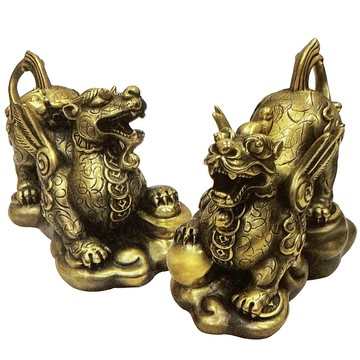 鴻運震宇 招財貔貅 一對(2件)~羅廣維限量388對 貔貅銅雕 16.5* 8 *14.5cm 辟邪擋煞發財~即將絕版!
