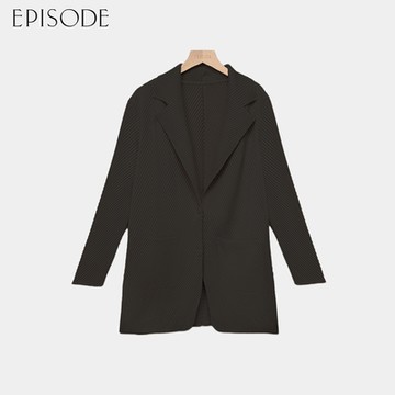 EPISODE - 氣質百搭立體壓褶西裝領外套（黑）E44011