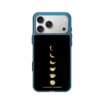 iPhone 17 Pro Max Clear (相機按鈕) 夜幕藍 - ilovedoodle (Lim Heng Swee) - Cat Landscape - Cat Phases Black 貓咪月象-黑