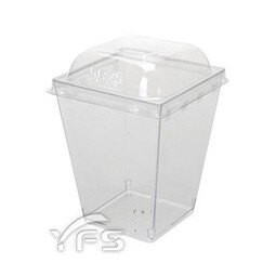 160cc - B5875正方形慕斯杯蓋組 (布丁杯/奶酪/優格/提拉米蘇/冰淇淋/甜點杯/塑膠杯)【裕發興包裝】BS0053BS0054