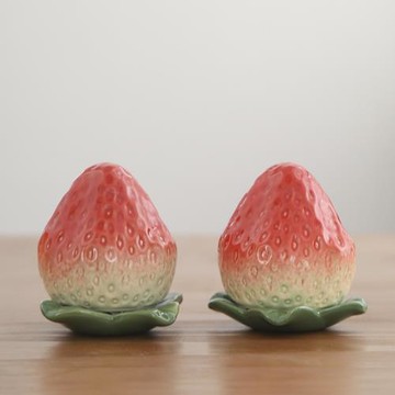 陶瓷草莓茶葉罐手工防潮迷你儲物罐密封罐客廳玄關桌面裝飾擺件