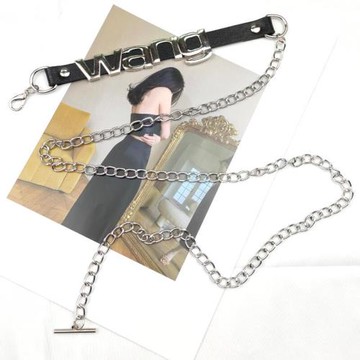 網紅金屬字母腰煉配飾女時尚百搭鏈條腰帶裝飾配洋裝子牛仔褲夏