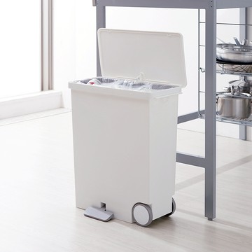 日本 like-it 日製橫向踩踏式分類垃圾桶(附輪)-33L