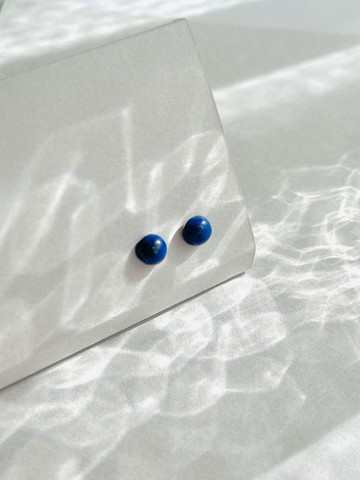 天然石/藍玉單顆耳飾/能量石/單顆耳飾/18K/單顆/簡約/低過敏性/藍玉/無耳洞耳飾