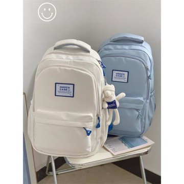 日系ins純色小眾書包高中學生大容量百搭雙肩包學院少女原創背包