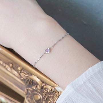 月光石925純銀蛋糕伸縮懶人手鍊