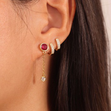 s925銀鑲嵌鋯石長款鏈條耳釘 輕奢復古百搭易扣耳釘 閨蜜禮物