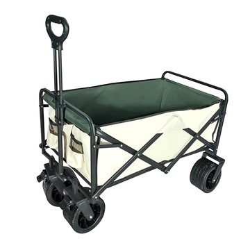 戶外10吋雙煞車越野折疊手拉推車 附推車收納袋 98 x 57 x 51cm 8.9kg  米綠色  1個