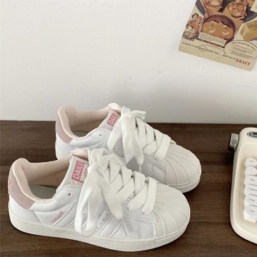 喜叔 chic百搭貝殼頭小白鞋女鞋子厚底學生輕便透氣休閑運動板鞋