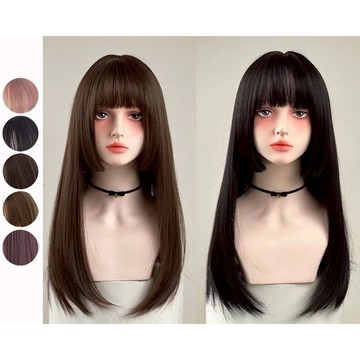 [現貨在台附發票] 公主切假髮 整頂假髮 假髮 空氣劉海 假髮女 wig 仿真 地雷系假髮 長假髮 女生假髮 黑長直假髮