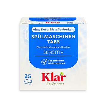 Klar 德國無磷酵素洗碗機專用洗碗錠25錠/盒(廚房餐具碗盤清潔劑,植萃環保檸檬酸去油污洗劑)