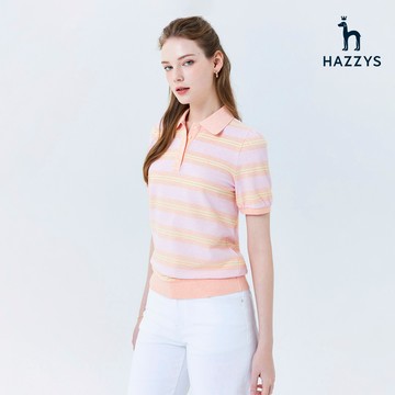 【HAZZYS】女款粉色休閒百搭POLO衫 YSTEB401