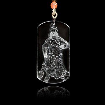 【正佳珠寶】白水晶 頂級超淨透 關公 關聖帝君 36.7g 白水晶吊墜