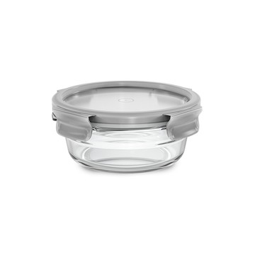 Tefal MasterSeal 新一代無縫膠圈耐熱玻璃保鮮盒圓形600ML-典雅灰