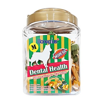 Boneplus 綜合雙色潔牙骨結 Set 添加牛奶 草本 乳酪  700g  1桶  已有重量700g