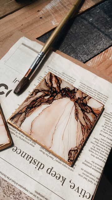 復古老鐵色石紋瓷盤-兩入禮盒組