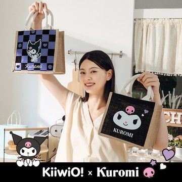 Kuromi 酷洛米聯名款．棉麻隨行袋 大頭款