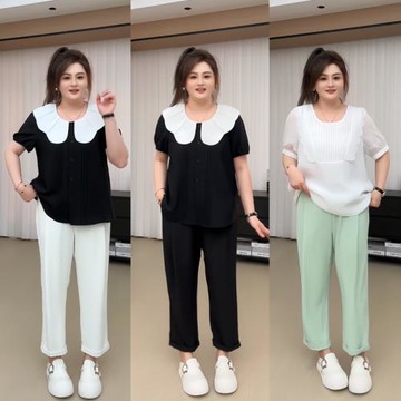 【胖佳佳】長島冰茶 松緊腰休閑褲夏季寬松翻邊褲子H624Z09430