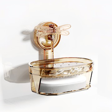 上手家居 吸盤肥皂盒 浴室收納  1個  茶紅色