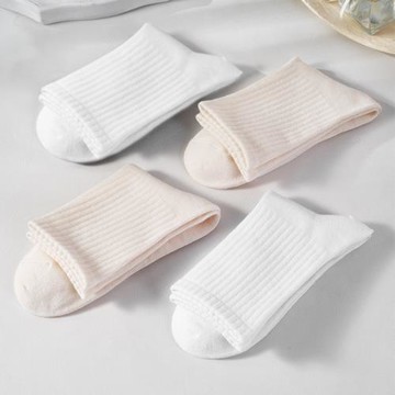 純棉襪子女純色中筒運動簡約高彈透氣不勒腳春夏款防滑情侶襪子男