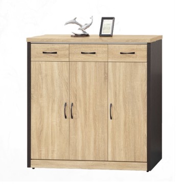 文創集 楚卡雙色3.9尺三門三抽鞋櫃-118x39x114cm免組