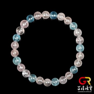 【正佳珠寶】摩根石 高品冰質 6.4-6.8mm 摩根石手珠｜日本彈力繩
