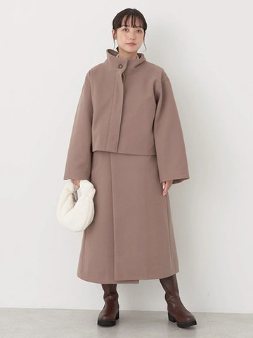 【SET ITEM】中短版立領外套+無袖長版V領背心外套(1N34L0Z0100) - earth music&ecology