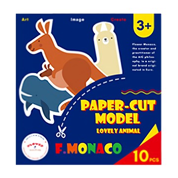 FLOWER MONACO 3歲以上兒童主題剪紙  動物 藍色  10張  1組