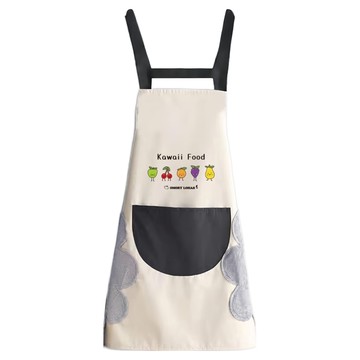 OMORY 原創擦手圍裙 Kawaii Food 66*72cm 100%聚酯纖維  米白色  1件