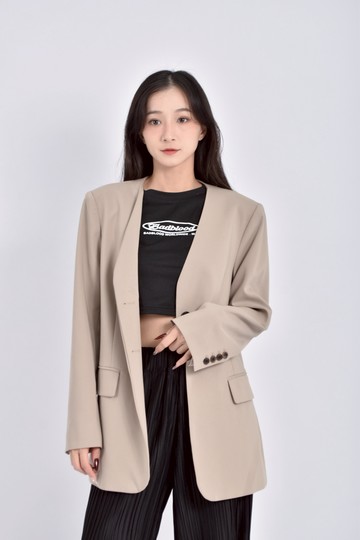 (L) lamagie femme西裝寬鬆版型素面酪梨牛奶綠色外套