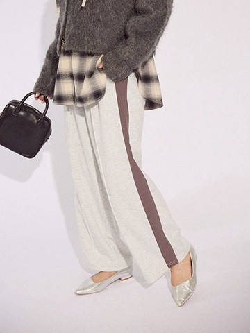 側邊條紋拼接保暖鬆緊運動褲(06000973400) - Green Parks