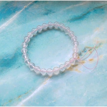 ☆星空燦爛水晶☆E227.星光粉水晶圓珠7mm 素圈彈力繩款 ♡16手圍