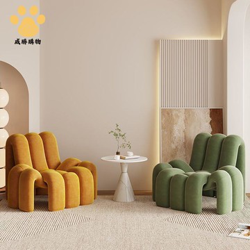 創意單人沙發 現代簡約 設計師接待 洽談桌椅 美容院民宿休閑單椅ws9051
