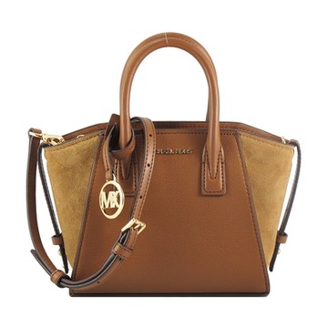 Michael Kors 小包款-AVRIL經典款麂皮、皮革/手提/肩背/斜背包(咖啡)