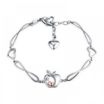 女手鍊  14K金鑽石白鋼  晶蘋果 (免費刻字)