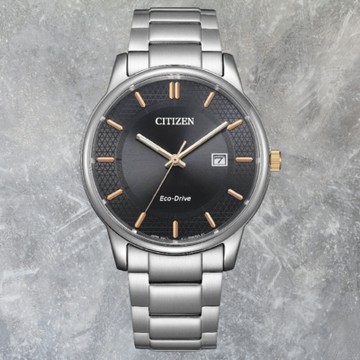 CITIZEN 星辰 PAIR系列 BM6977-70E 光動能銀框情侶對錶 男款 黑面 40mm