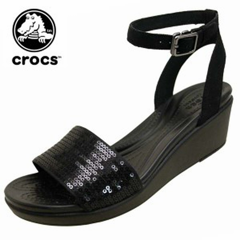 クロックス Crocs Leighann Ankle Strap Sequin Wedge レイ アン アンクル シークイン ウェッジ 6024 060 黒 サンダル レディース 通販 Lineポイント最大1 0 Get Lineショッピング