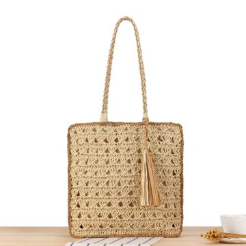 店長推薦新款復古民族風流蘇大容量手工編織腋下包鏤空撞色女士包