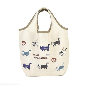 Kusuguru Japan 寬口型手提外出包 Matilda帆布厚底手提包 -淡綠