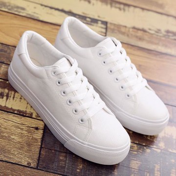 2025春季新款小白鞋女厚底松糕白色帆布鞋增高學生韓版百搭布鞋