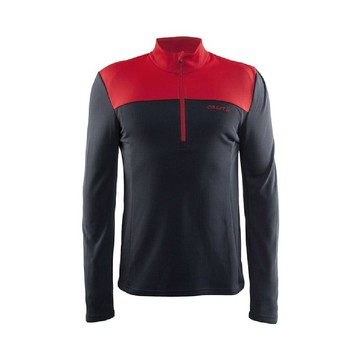 craft 瑞典 男 長袖拉鏈中層衣鐵灰/紅1903656/保暖打底衣/彈性排汗衣/運動上衣