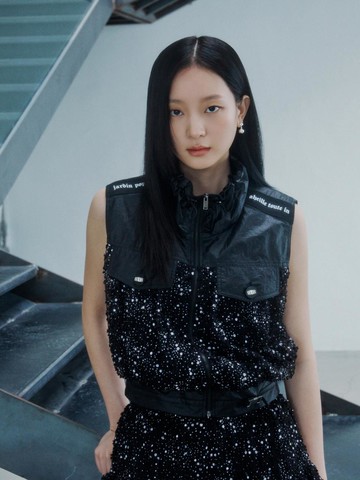 Capsule Line Mesh Material Mix Point Zip-up Vest (ER2WV463)